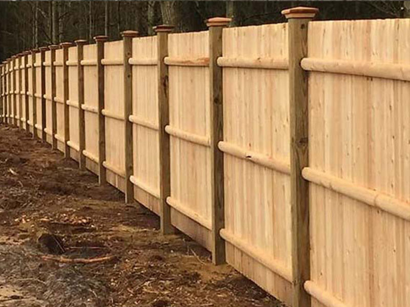 Cedar board wood fencing in Methuen Massachusetts