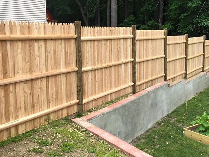 Cedar stockade wood fencing in Methuen Massachusetts