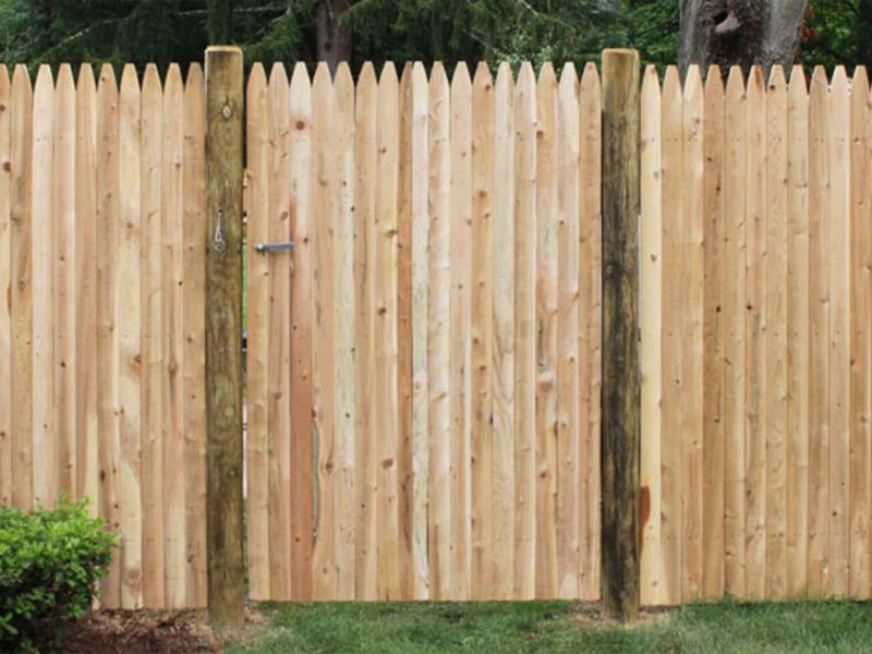 Cedar stockade wood fencing in Methuen Massachusetts