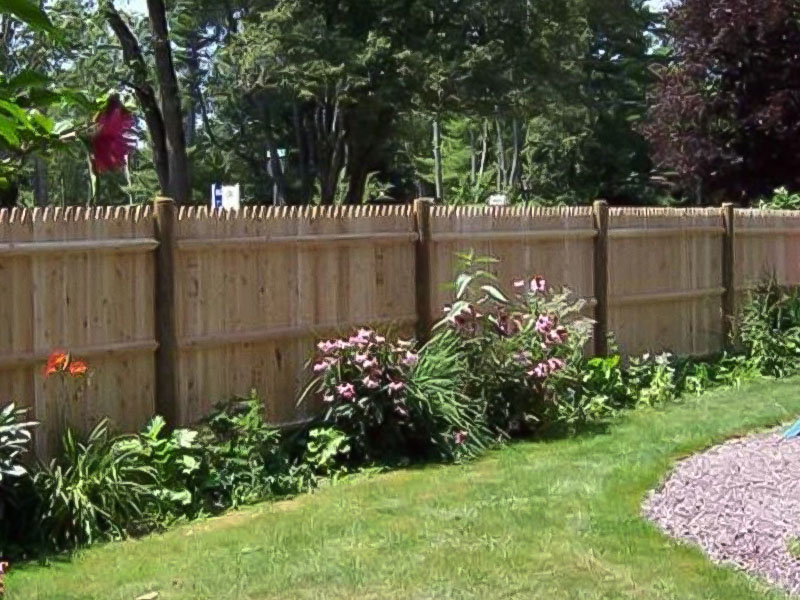 Cedar stockade wood fencing in Methuen Massachusetts