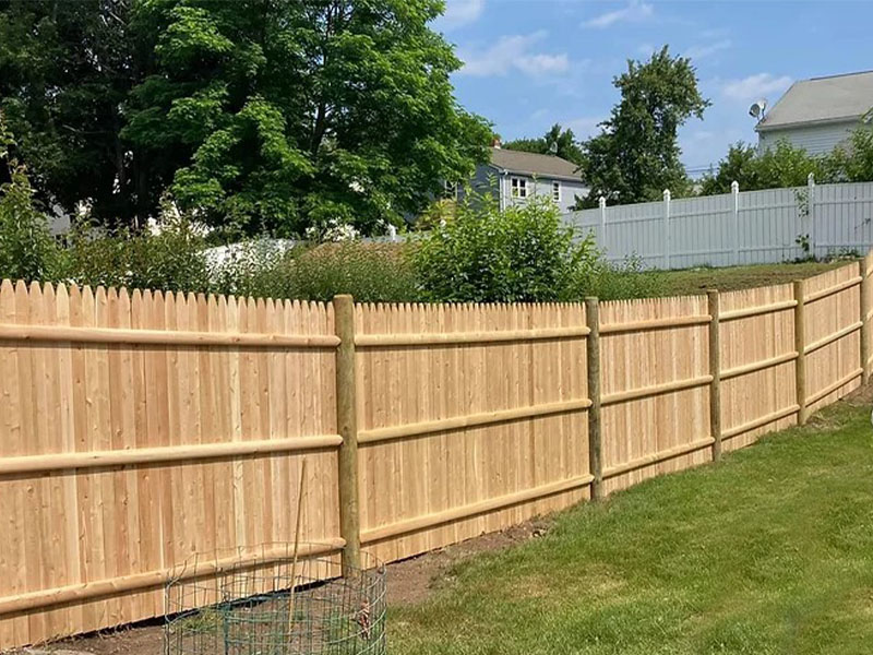 Cedar stockade wood fencing in Methuen Massachusetts