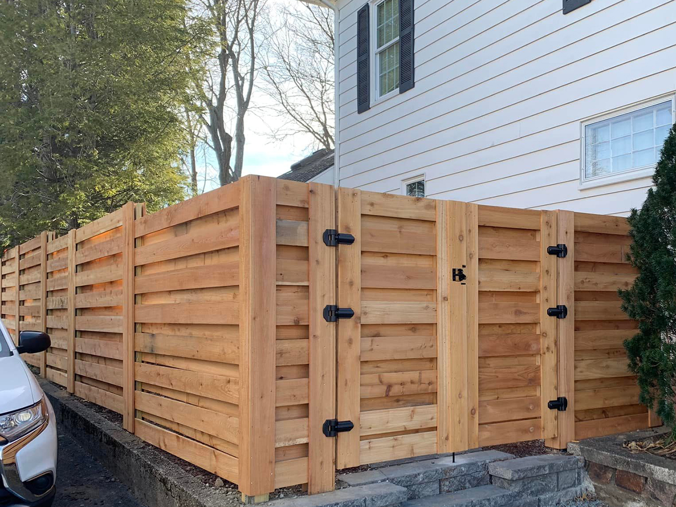 North Andover MA horizontal style wood fence